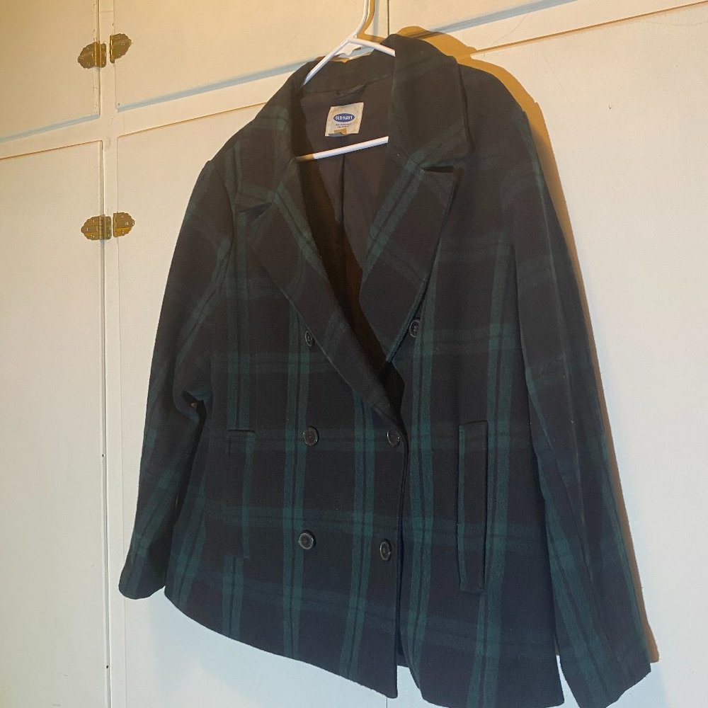 Old Navy Wool Blend Plaid P-Coat - Picture 5 of 12